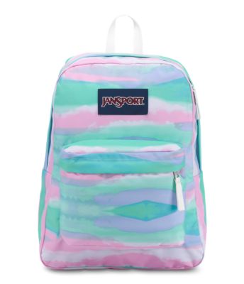 pink and blue jansport backpack
