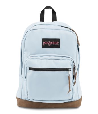 white and blue jansport backpack