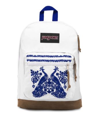 The JanSport Right Pack Expressions features a variety of prints, including animal prints, and colors on unique fabrications. This backpack includes signature suede leather bottom, 15 inch laptop sleeve and front pocket with organizer.